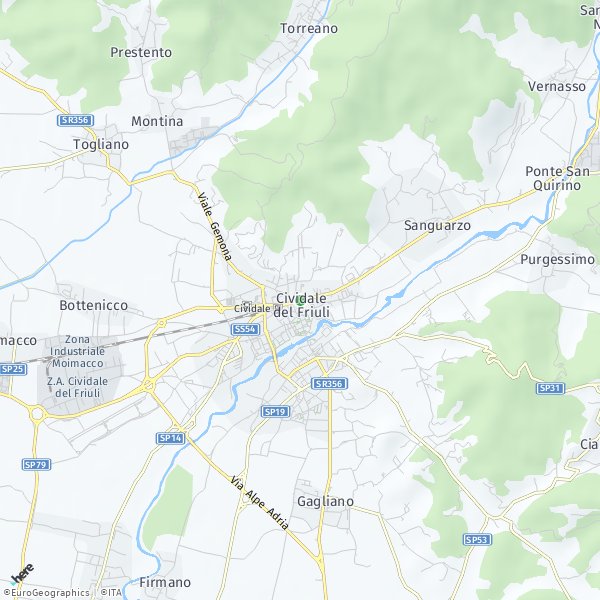 HERE Map of Cividale del Friuli, Italy